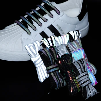 Luminos Semicerc Șiret Rotund Plat Reflectorizante Șireturile Colorate Înstelat Laser Șireturi pentru Pantofi de Sport, Pantofi de Baschet