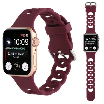 Respirabil Curea Silicon Pentru Apple Watch Band 44mm 42mm 40mm 38mm Cauciuc Watchband Pentru iWatch Serie se 6 5 4 3 7 41mm 45mm