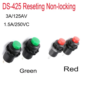 10buc DS-425 Resetarea Non-blocare Comutator Buton 2 Pin 250V 1.5 UN Plasture Rotund Comutator Rosu Verde comutator basculant