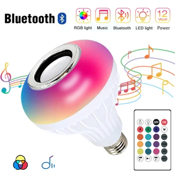 Bluetooth Music Bec Led Control de la Distanță de Muzică Vorbitor Rgb Colorate Lampa E27 12W Led Rgb APP Estompat Bec LED pentru Petrecere Acasă