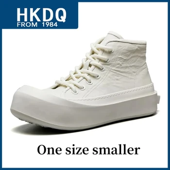 HKDQ Platforma din Piele pentru Bărbați Adidași de culoare Albă în aer liber Designer High Top Sneaker de Oameni de Moda Dantelă-up Casual Barbati Pantofi Vulcanizat