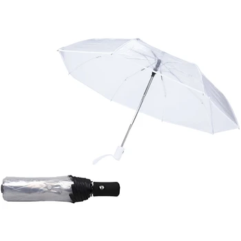 2 Buc Umbrelă Transparentă Ploaie Femei Bărbați Soare Ploaie Automată Umbrelă,Transparent + Negru De Frontieră & Transparent & Chenar Alb