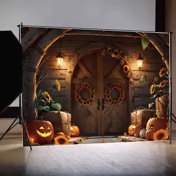 LUNA.QG Fotografie Fundal de Halloween Casa de Lemn Arc Usa Cabina Foto de Fundal Personalizate Copil Acasă Partid Fotografice elemente de Recuzită