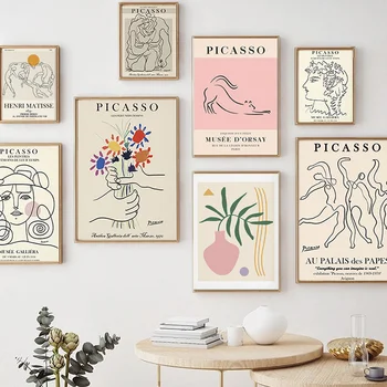 Henri Matisse, Picasso Retro Poster Abstract Femeile Linie Arta Print Boho Corpul Panza Pictura Pe Perete Poza Living Decor Acasă