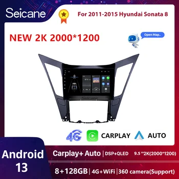 Seicane QLED DSP 8G+128G Android 13 Pentru Hyundai Sonata 8 2010-2015 Radio Auto Multimedia Player Video GPS Navi Stereo Carplay