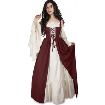 Halloween-Ul Medieval, Renascentist Rochie De Femeie Gotic Lung Maxi Retro Vestido Victorian Lace Dress Up Paty Minge Rochie Plus Dimensiune