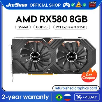 JIESHUO AMD RX 580 8GB 2304sp de Jocuri de noroc Carte de Grafică GDDR5 GPU 256bit PCI-E 3.0 RX580 8G Desktop Video pentru Calculator de Birou KAS 580rx